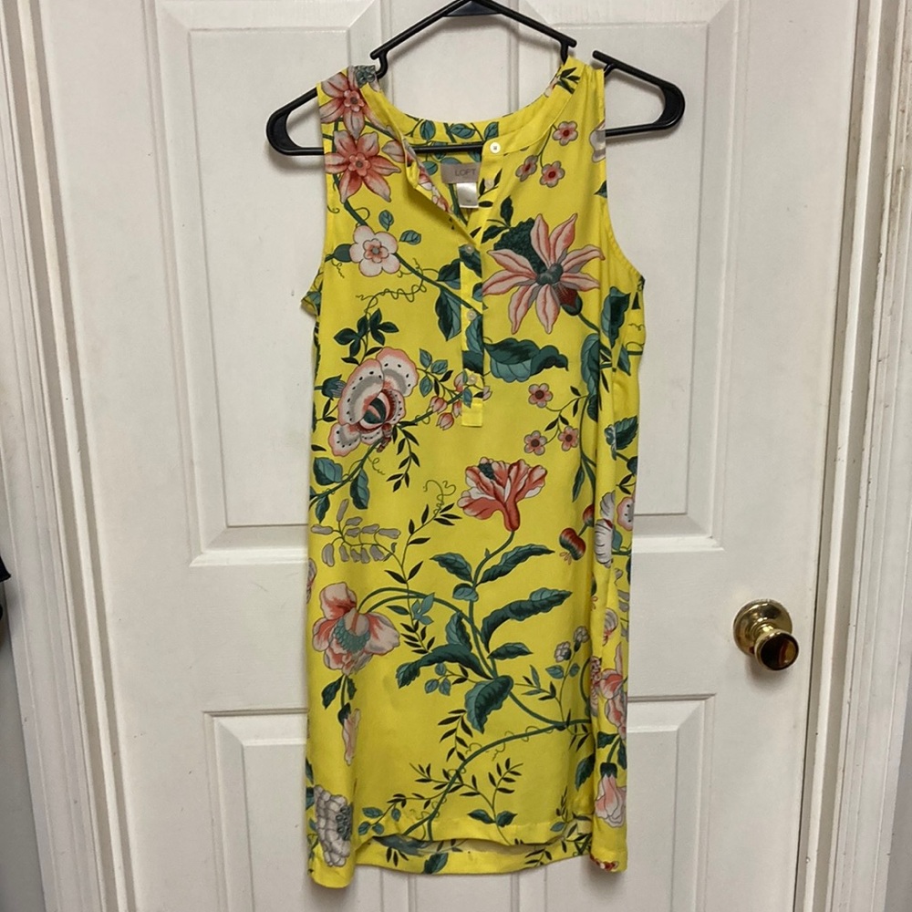 LOFT Yellow Floral Mini Dress